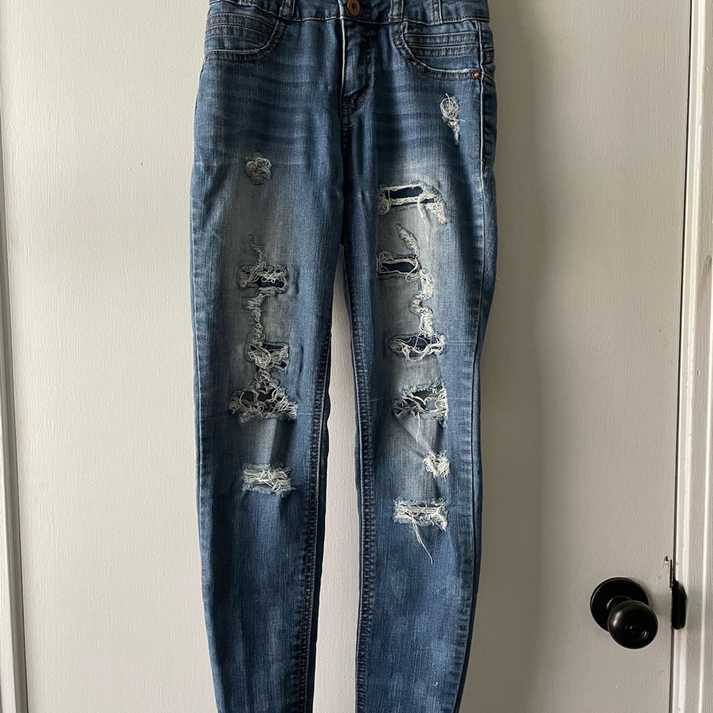 Distressed Blue Jeans